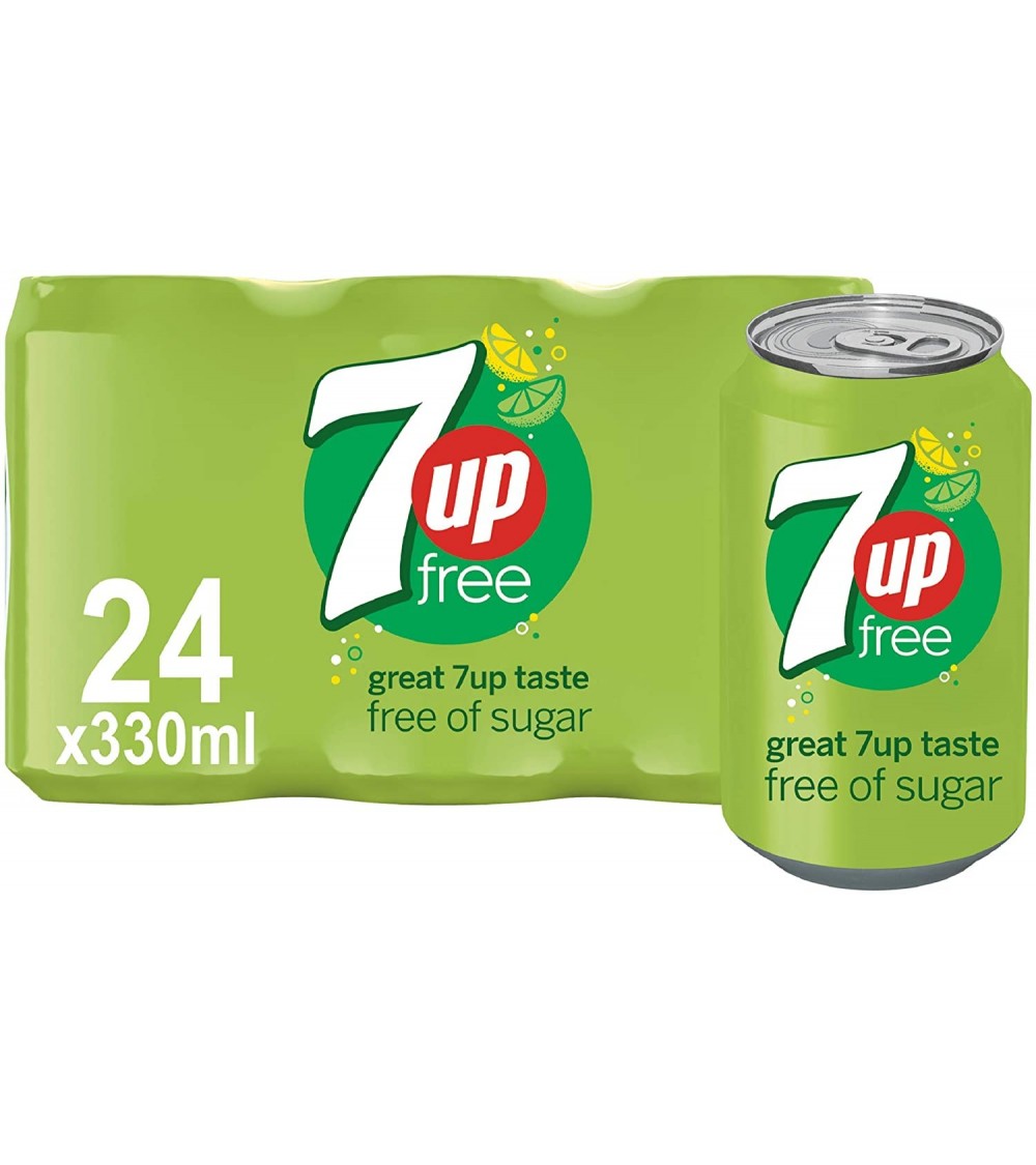 7 Up Zero Lemon and Lime Carbonated Canned Soft Drink 330ml (Pack of 24)