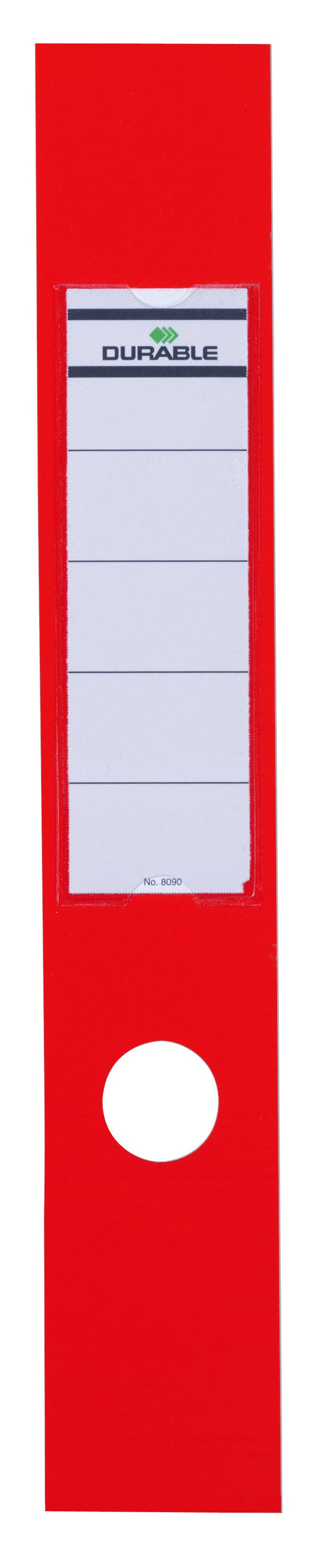 Durable Ordofix Lever Arch File Spine Label PVC 60x390mm Red (Pack 10) - 809003 - ONE CLICK SUPPLIES