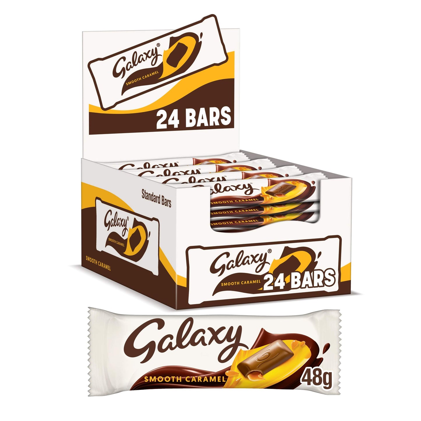 Galaxy Smooth Caramel & Milk Chocolate Bar, 24 Bars of 48g