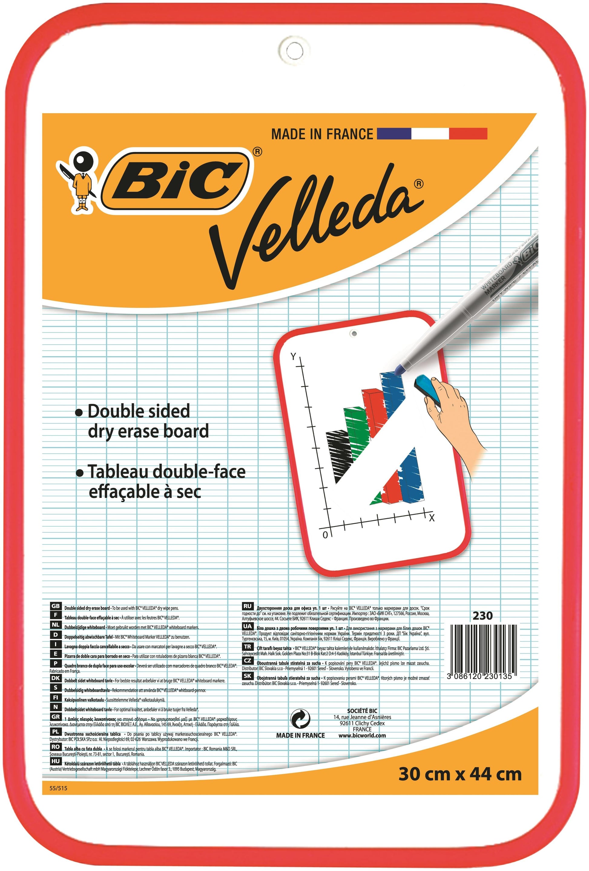 Bic Velleda Whiteboard Double Sided Non Magnetic Red Plastic Frame 300x440mm - 812105 - ONE CLICK SUPPLIES