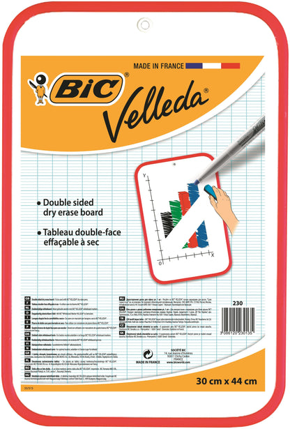 Bic Velleda Whiteboard Double Sided Non Magnetic Red Plastic Frame 300x440mm - 812105 - ONE CLICK SUPPLIES