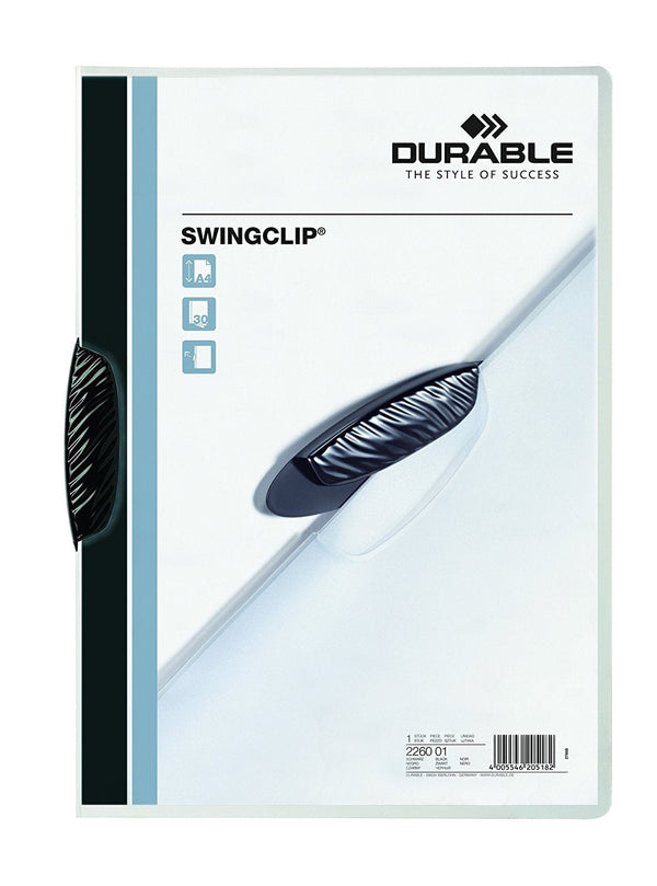 Durable Swingclip Report Folder 30 Sheets A4 Black (Pack 25) - ONE CLICK SUPPLIES