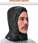 Winter Hard Hat Liner, Thermal Fleece Lining, Shoulder Length, Black