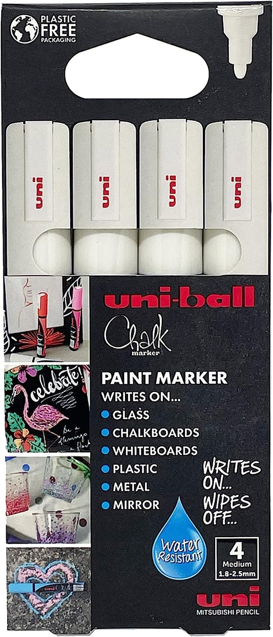 Uni-Ball UniChalk Chalk Marker Medium White (Pack of 4) 153494342