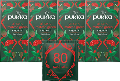 Pukka Tea Ginseng Matcha Green Individually Wrapped Enveloped Tea 20's