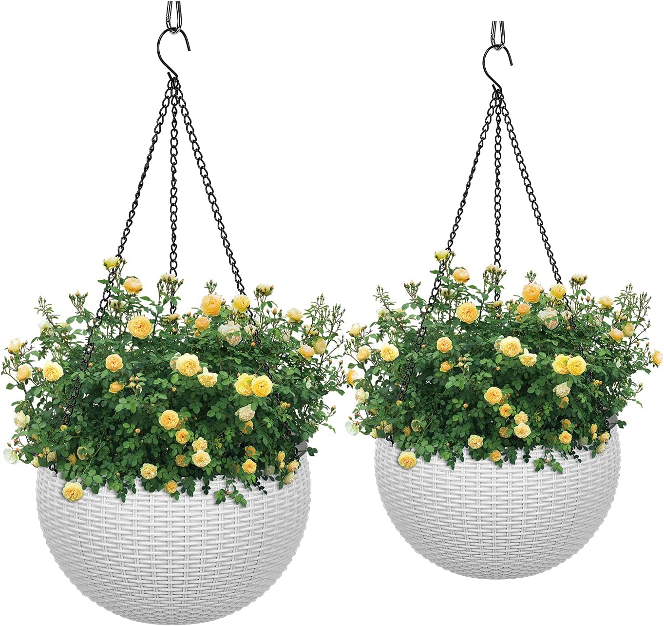 Fixtures Beige/Off White Rattan Effect Hanging Basket LARGE 25cm x 16cm - ONE CLICK SUPPLIES