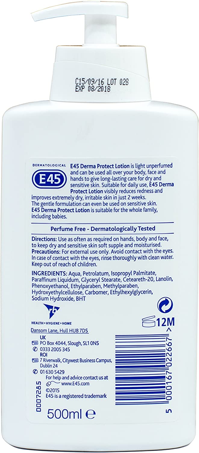 E45 Dermatological Moisturising Body/Hand Lotion for Dry Skin, 500ml - ONE CLICK SUPPLIES