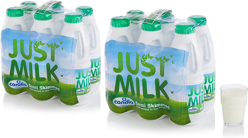 Candia Semi Skimmed Long Life JUST MILK Bottles (6 x 1L)