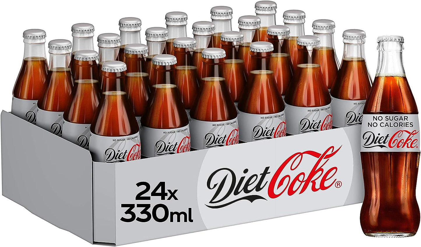 Coca Cola Diet Iconic GLASS Bottles 24 x 330ml