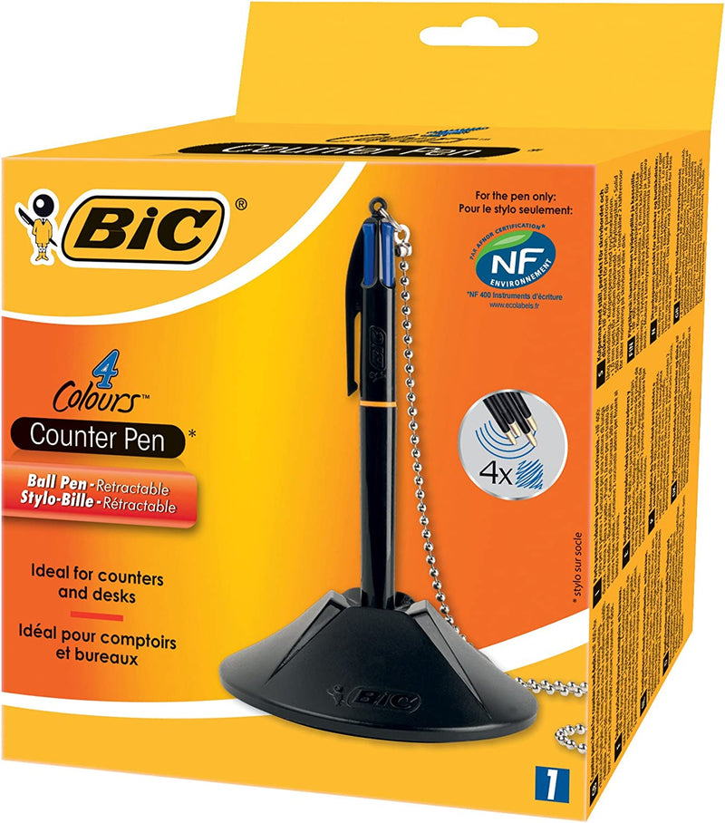 Bic 4 Colour Desk Pens / Medium Point / Refillable Retractable / 1.0mm Tip / 0.4mm Line