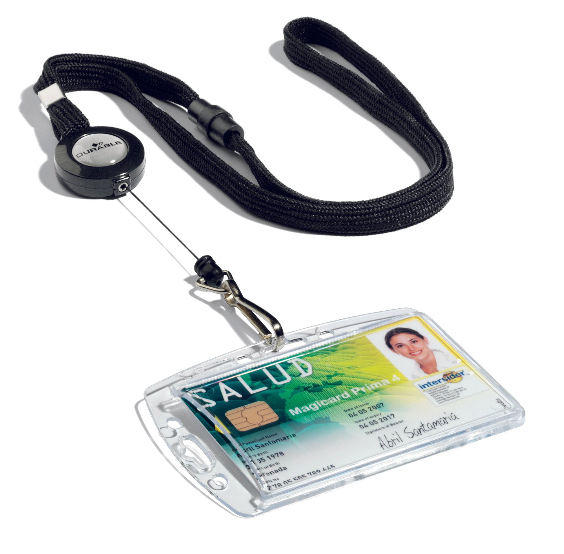 Durable Textile Lanyard and Reel for Name Badges Black (Pack 10) 8223 - 822301 - ONE CLICK SUPPLIES