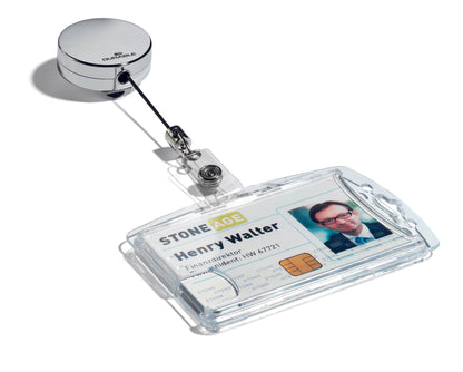 Durable Retractable Badge Reel and Belt Clip for Name Badges Chrome (Pack 10) 822523 - ONE CLICK SUPPLIES