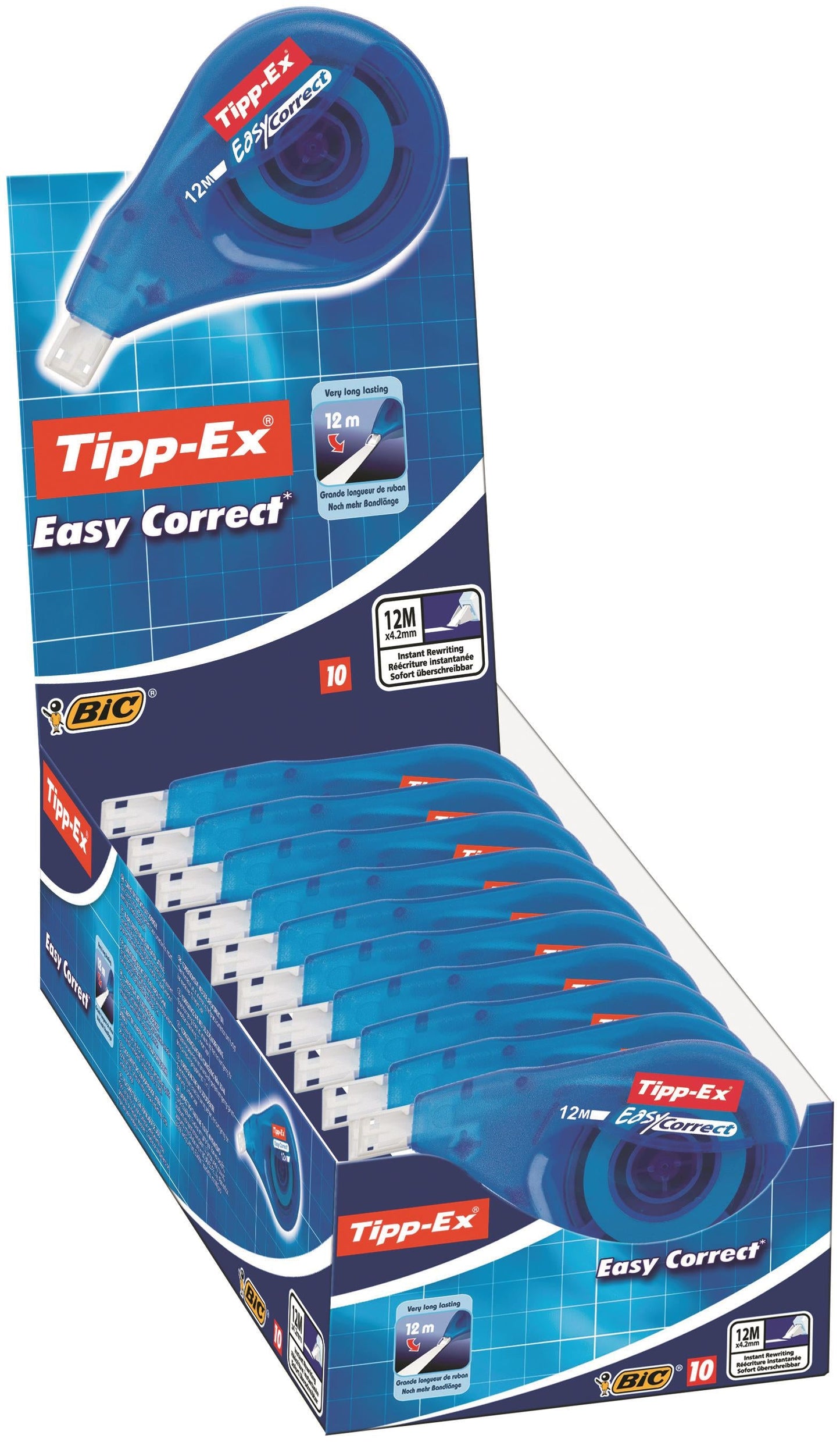 Tipp-Ex EasyCorrect Correction Tape Roller 4.2mmx12m White (Pack 10) - 8290352 - ONE CLICK SUPPLIES