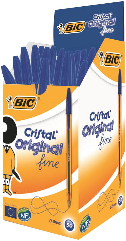 Bic Orange Ballpoint Pen 0.8mm Tip 0.30mm Line Blue (Pack 50) - 872730 - ONE CLICK SUPPLIES