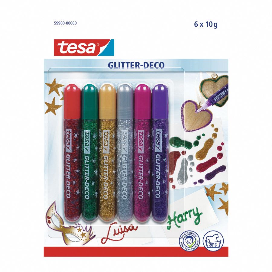 Tesa Assorted Vibrant Colours Glitter Pens Pack 6's - ONE CLICK SUPPLIES