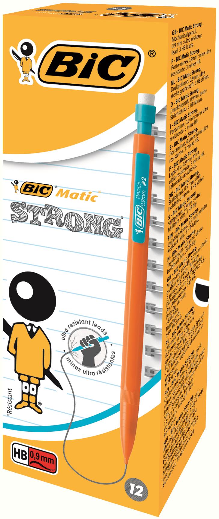 Bic Matic Strong Mechanical Pencil HB 0.9mm Lead Assorted Colour Barrel (Pack 12) - 892271 - ONE CLICK SUPPLIES