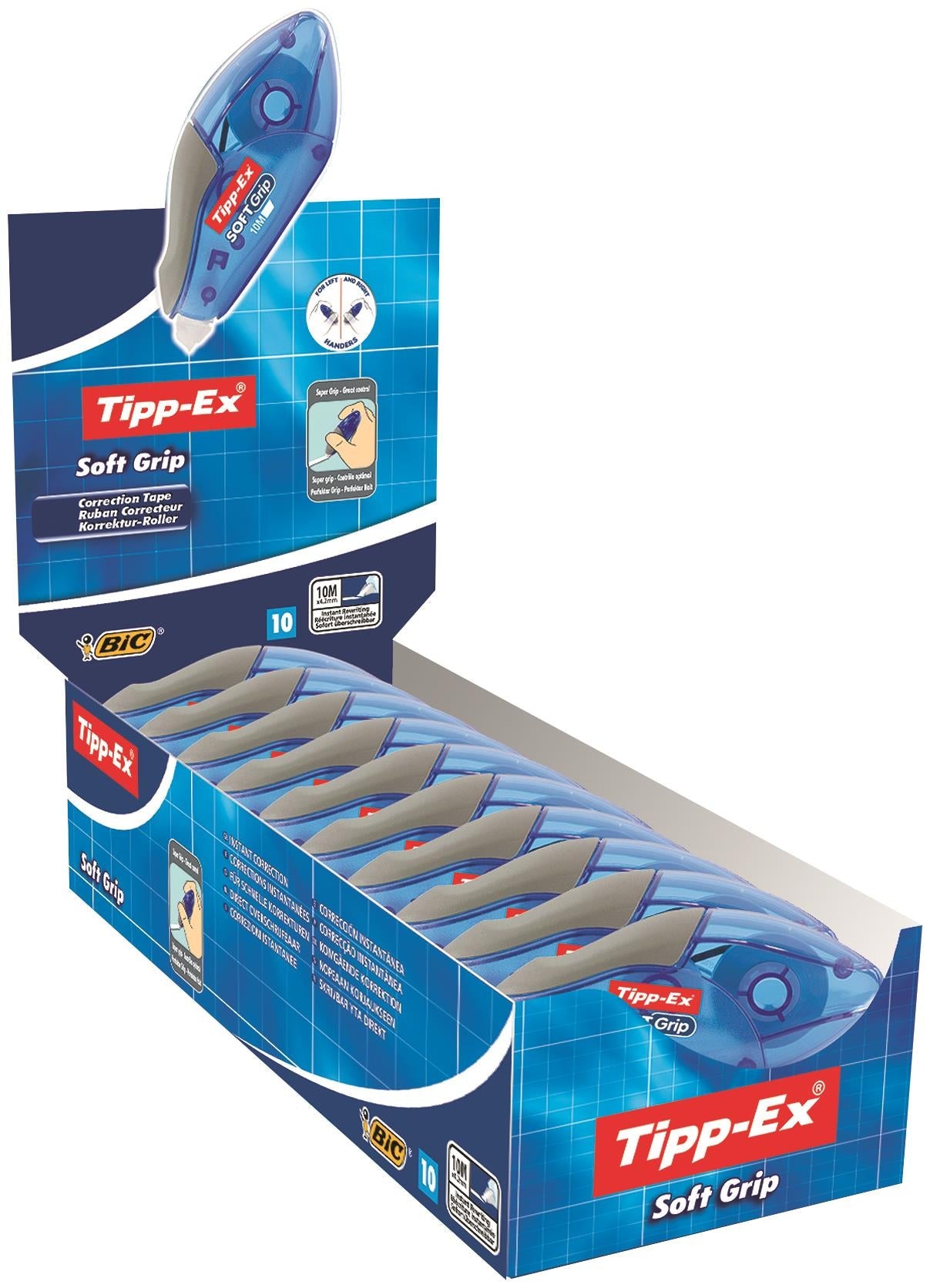 Tipp-Ex Soft Grip Correction Tape Roller 4.2mmx10m White (Pack 10) - 895933 - ONE CLICK SUPPLIES