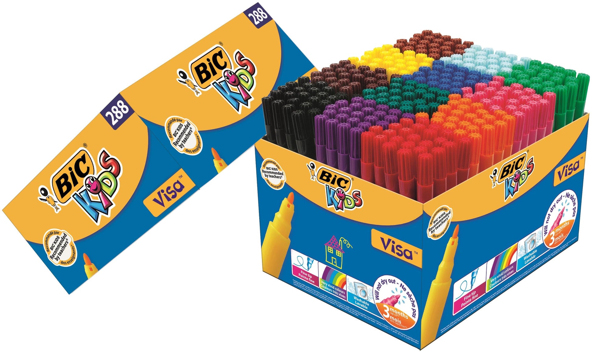 Bic Kids Visa Felt Tip Colouring Pen Assorted Colours (Pack 288) - 8970991 - ONE CLICK SUPPLIES