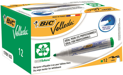 Bic Velleda 1701 Whiteboard Marker Bullet Tip 1.5mm Line Green (Pack 12) - 904940 - ONE CLICK SUPPLIES