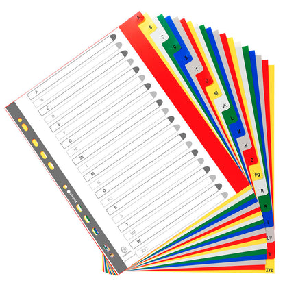 Exacompta Index A-Z A4 Extra Wide 120 Micron Polypropylene Bright Assorted Colours - 90E - ONE CLICK SUPPLIES