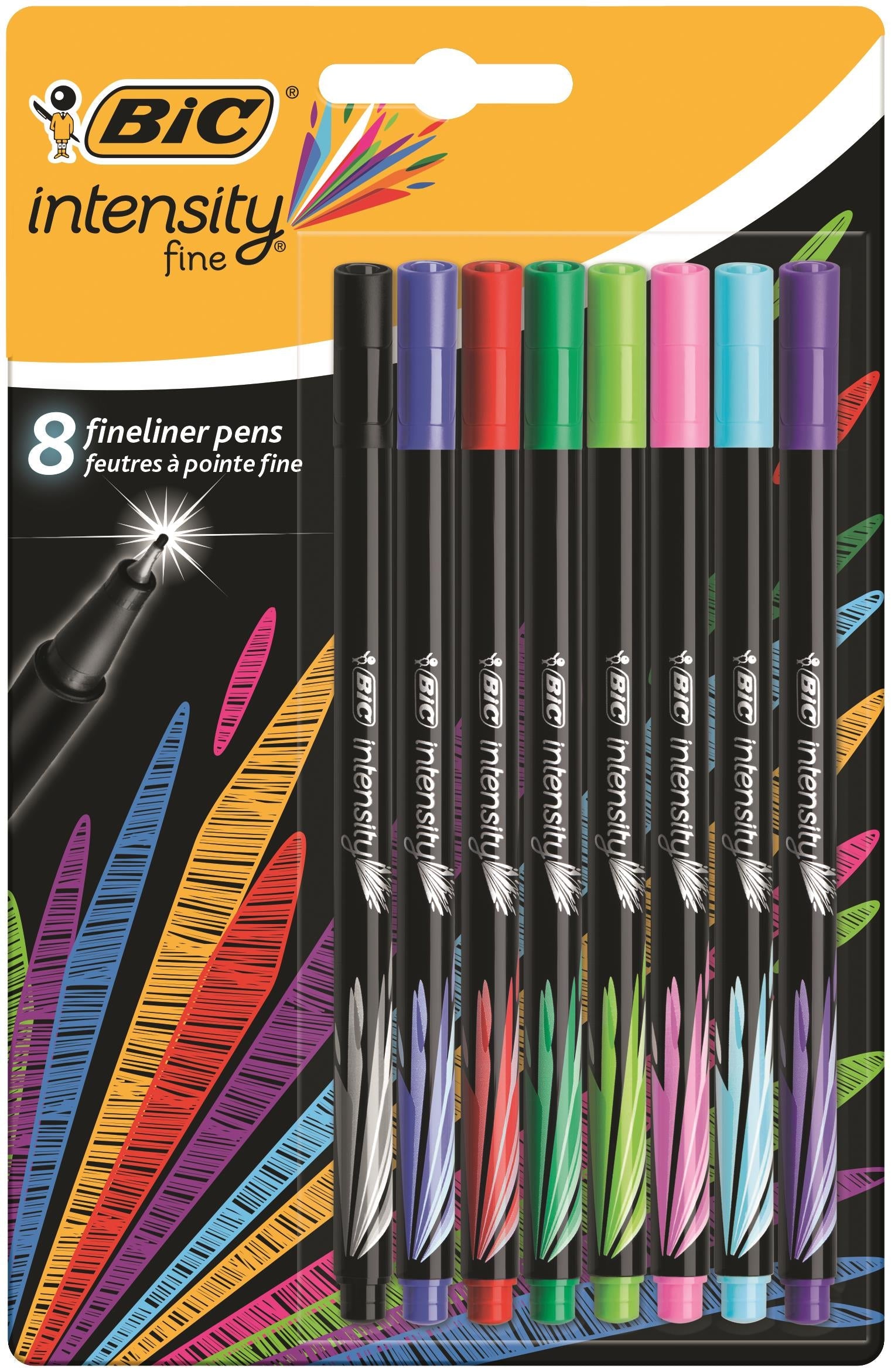 Bic Intensity Fineliner Pen 0.8mm Tip 0.4mm Line Assorted Colours (Pack 8) - 942075 - ONE CLICK SUPPLIES