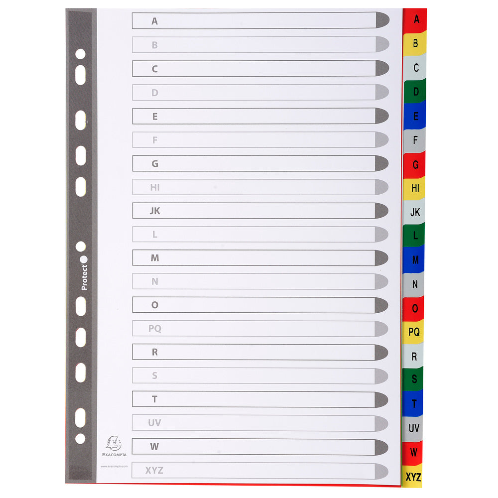 Exacompta Index A-Z A4 120 Micron Polypropylene Bright Assorted Colours - 94E - ONE CLICK SUPPLIES