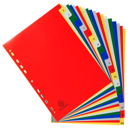 Exacompta Index A-Z A4 120 Micron Polypropylene Bright Assorted Colours - 94E - ONE CLICK SUPPLIES