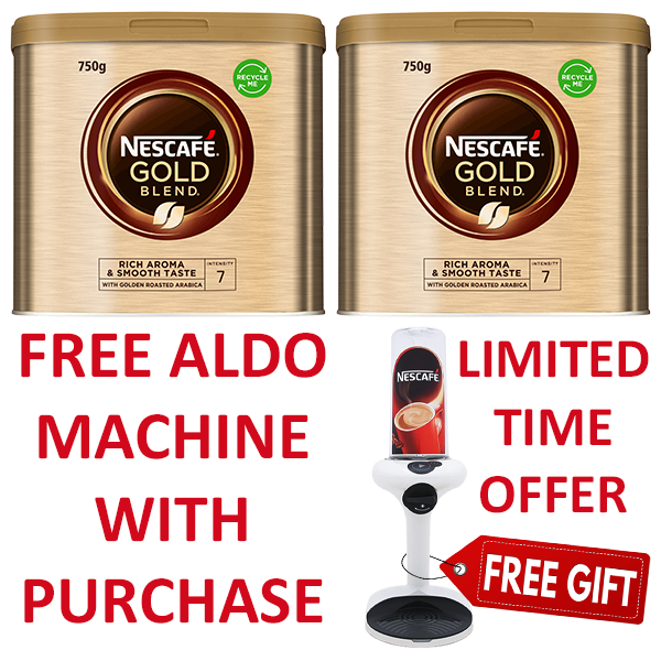 Nescafe Gold Blend Freeze Dried Instant Coffee 2 x 750g & FREE Aldo Powder Dispenser Machine - ONE CLICK SUPPLIES