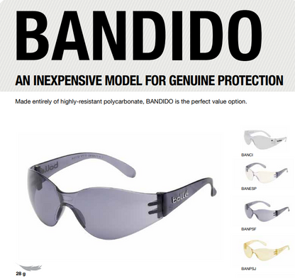 Bolle BANPSF Bandido Safety Glasses - Smoke - ONE CLICK SUPPLIES