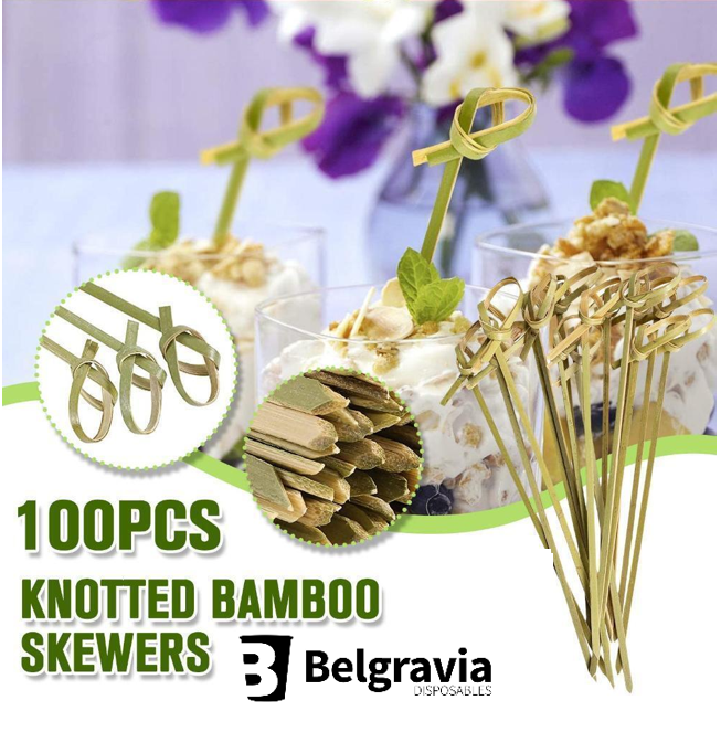 Belgravia Bamboo Knotted Skewers 12cm Pack 100's