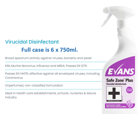 Evans Vanodine Safe Zone Plus RTU Disinfectant Cleaner 750ml