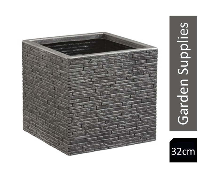 Strata Slate Pewter 32cm Short Square Planter