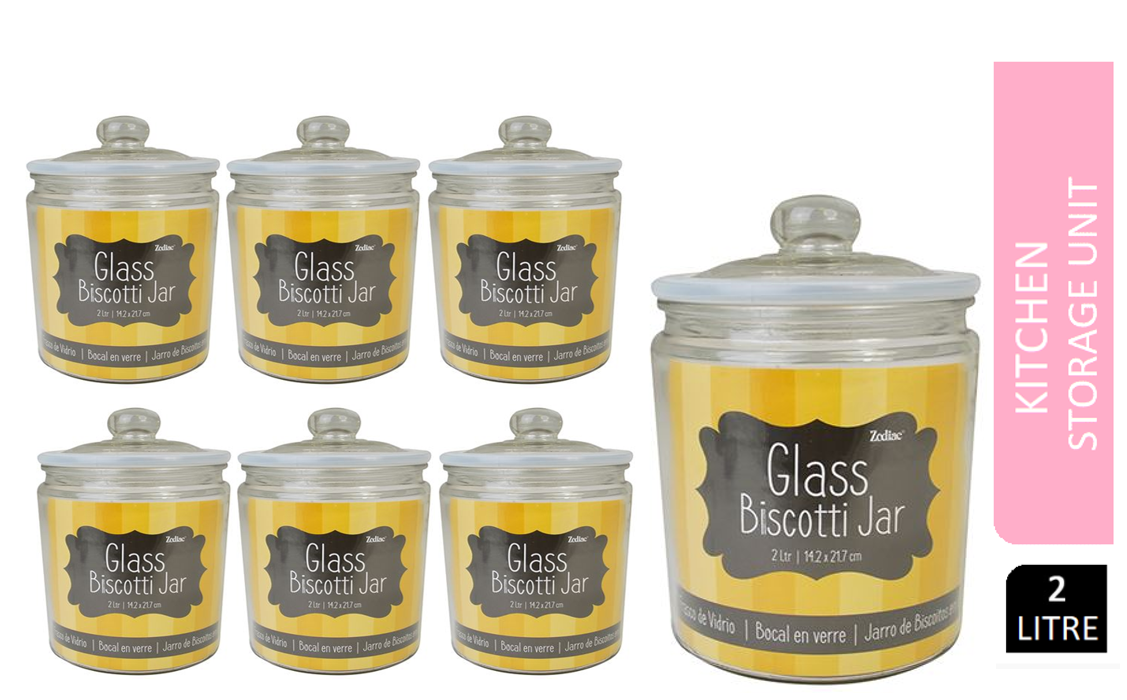 Zodiac Yellow Glass Biscotti Jar 2 Litre - ONE CLICK SUPPLIES