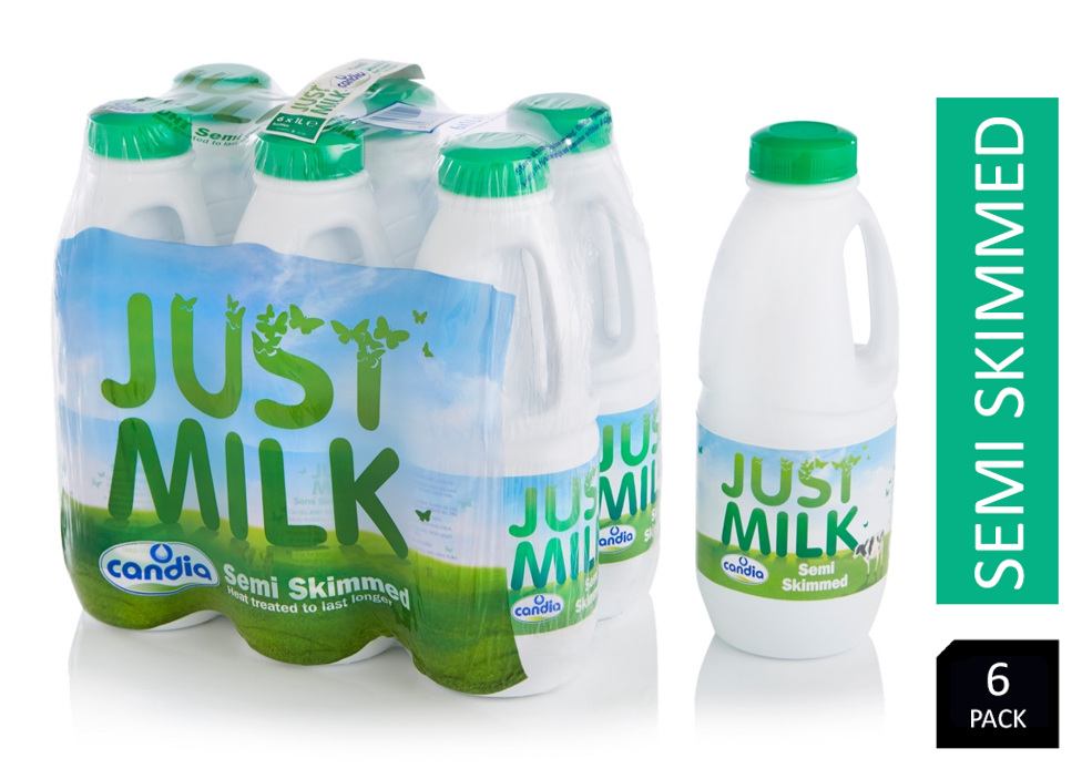 Candia Semi Skimmed Long Life JUST MILK Bottles (6 x 1L)