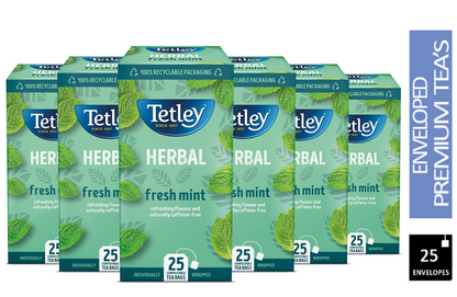 Tetley Herbal Fresh Mint Compostable Envelope Tea Bags 25's - ONE CLICK SUPPLIES