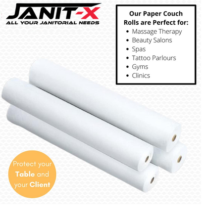 Janit-X 20" 40m, White 2 Ply Hygiene Couch Roll - ONE CLICK SUPPLIES