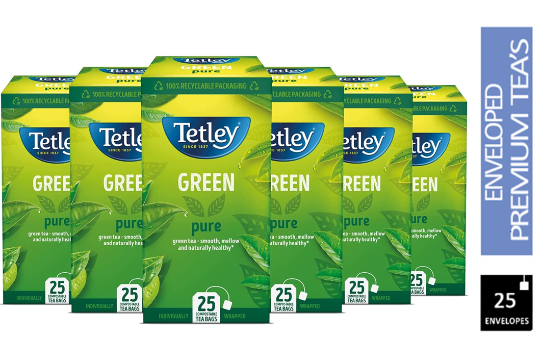 Tetley Pure Green Individually Wrapped Tea Bags  25's - ONE CLICK SUPPLIES