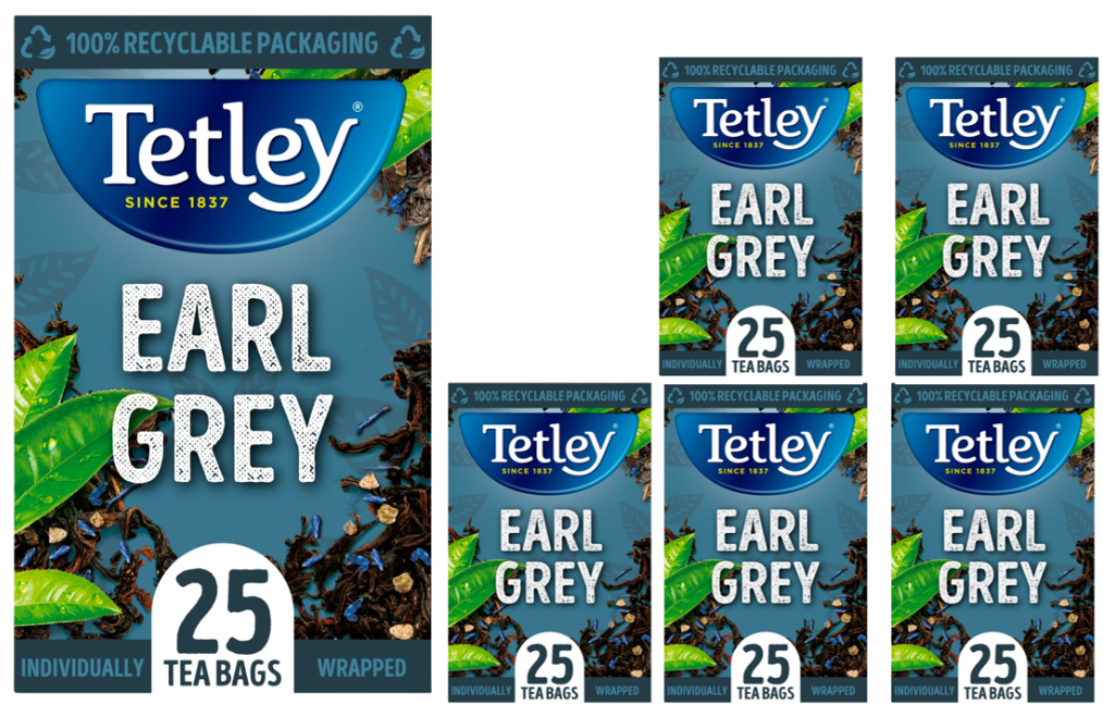 Tetley Earl Grey Teabags,  Individually Wrapped & Enveloped 25's - ONE CLICK SUPPLIES