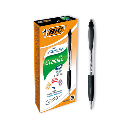 Bic Atlantis Ballpoint Pen Medium Black (Pack of 12) 949844 - ONE CLICK SUPPLIES