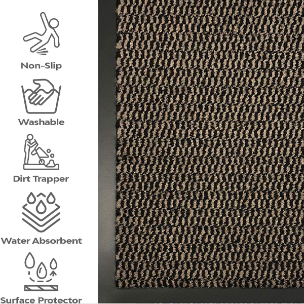 Fixtures Barrier Doorway Door Floor Mat 80cm x 120cm Brown - ONE CLICK SUPPLIES