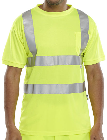 Beeswift Crew Neck Hi-Vis Short Sleeve T-shirt - {ALL COLOURS / SIZES}