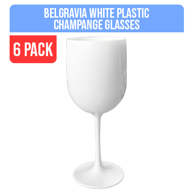 Belgravia Large White Plastic Champagne / Wine Glasses Pack 6’s {480ml} (3269) - ONE CLICK SUPPLIES