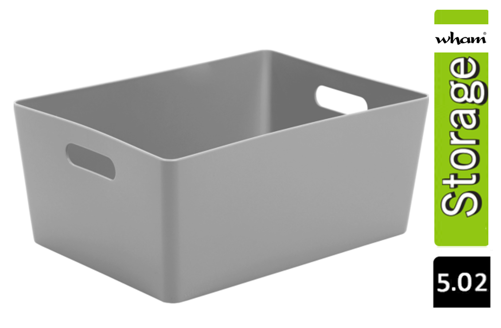 Wham Grey Rectangular Studio Basket 5.02 11.5 Litre - ONE CLICK SUPPLIES