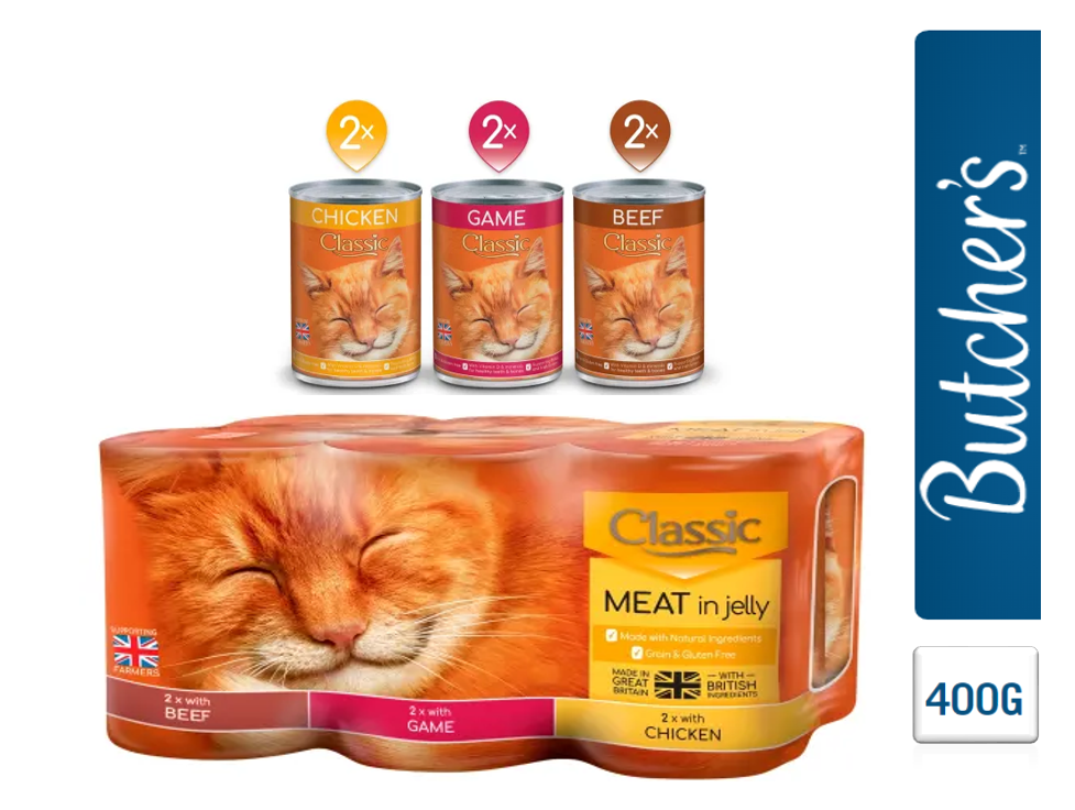 Butcher's Cat Food Classic Meat Variety Pack in Jelly 6 x 400g - ONE CLICK SUPPLIES