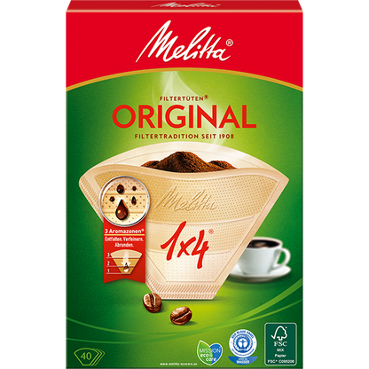 Melitta Coffee Filter Papers Size 1x4 {40 Pack} Naturally 100% compostable - ONE CLICK SUPPLIES