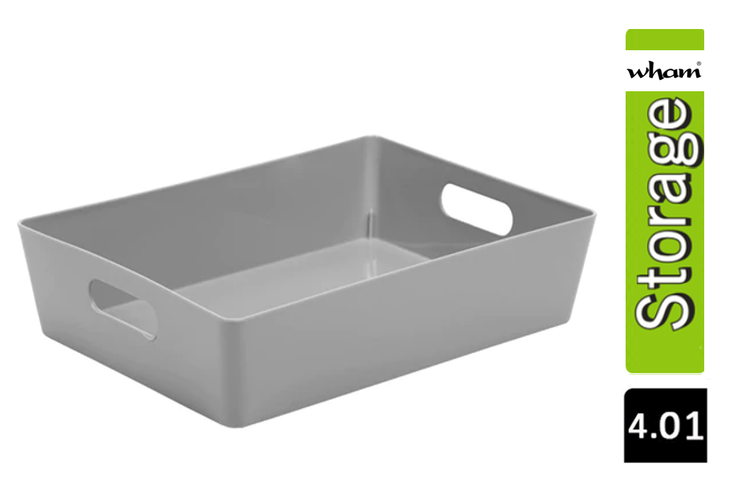 Wham Grey Rectangular Studio Basket 4.01 2 Litre - ONE CLICK SUPPLIES