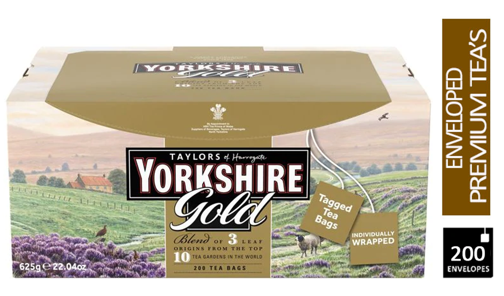 Yorkshire Gold Envelope String & Tag Tea Bags 1 x 200 - ONE CLICK SUPPLIES