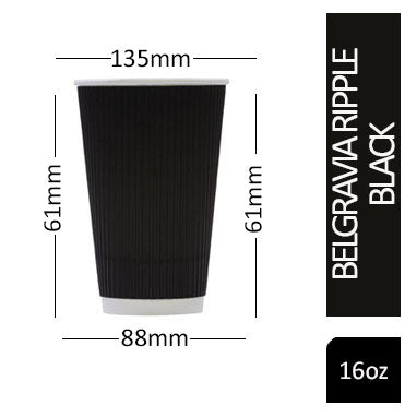 Belgravia 16oz Triple Walled Paper Black Ripple Cups - ONE CLICK SUPPLIES