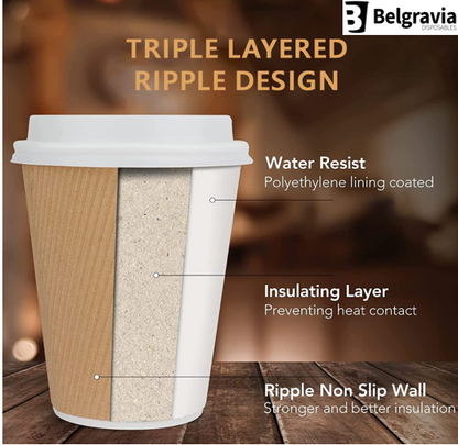 Belgravia 12oz Triple Walled Kraft Ripple Paper Cups {Lower Case Price 2024}