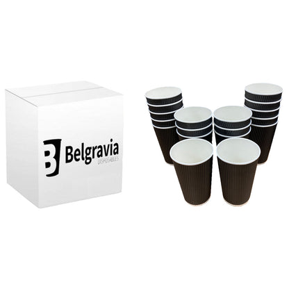 Belgravia 12oz/35cl Triple Walled Black Ripple Paper Cups - ONE CLICK SUPPLIES